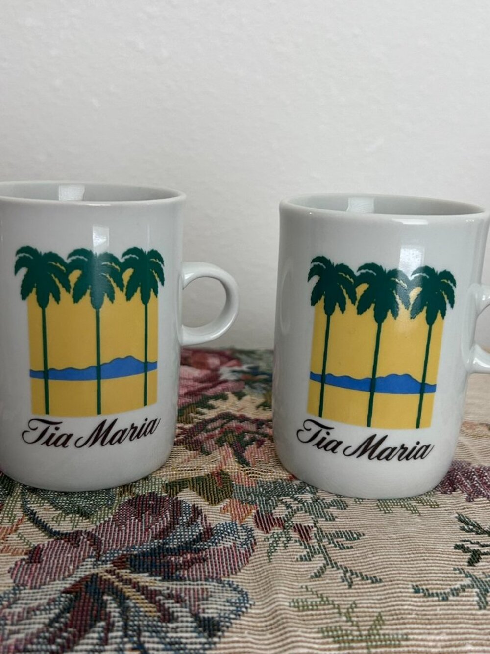 Vintage Schmidt Brasil Porcelana Tia Maria Espresso Coffee Mug Set of 2